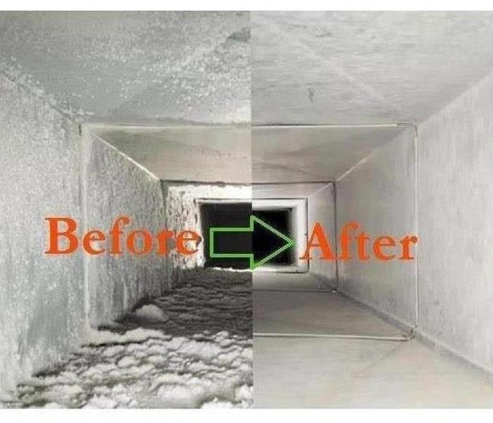 Before & After photo of cleaning HVAC system 