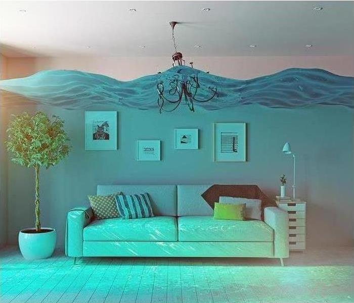 Furniture in residential home under water 